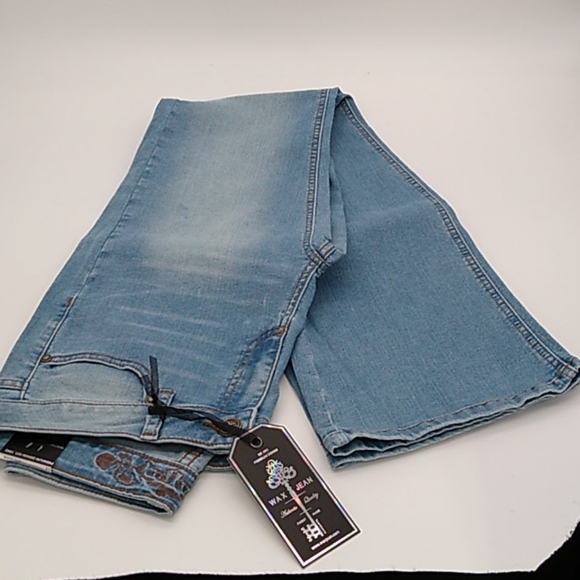 Wax Light Wash Mid Waist Boot Cut Jeans - Picture 6 of 9